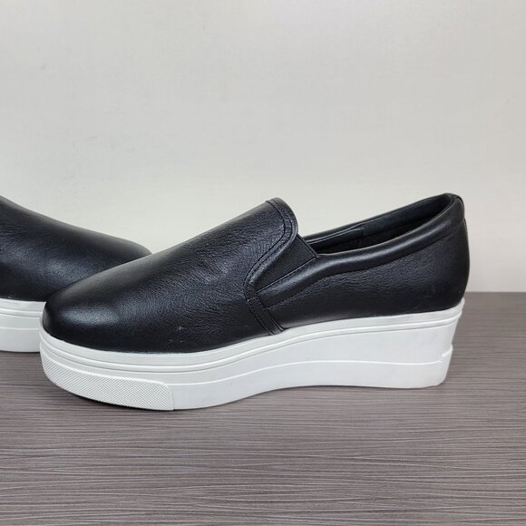 J/Slides Wedge/Platform Slip On Sneaker, Black Leather, Womens Size 9 US - Picture 6 of 12